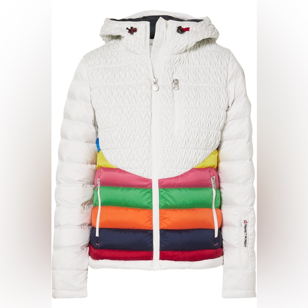 Perfect Moment Vale Rainbow Snow White Goose Down 700 Fill Power Ski Jacket Coat